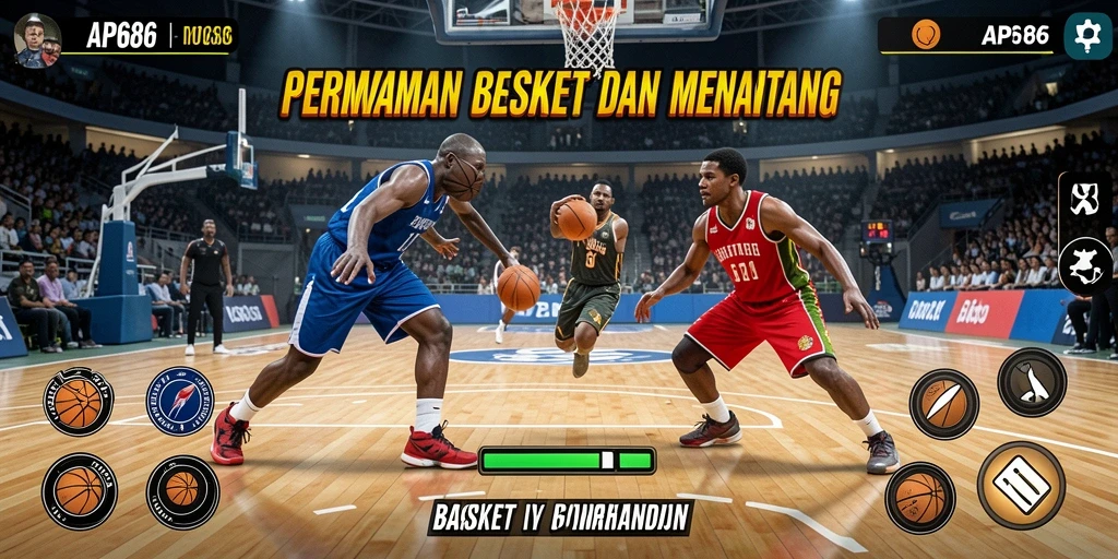 Tampilan antarmuka permainan Basket yang menarik dan intuitif.