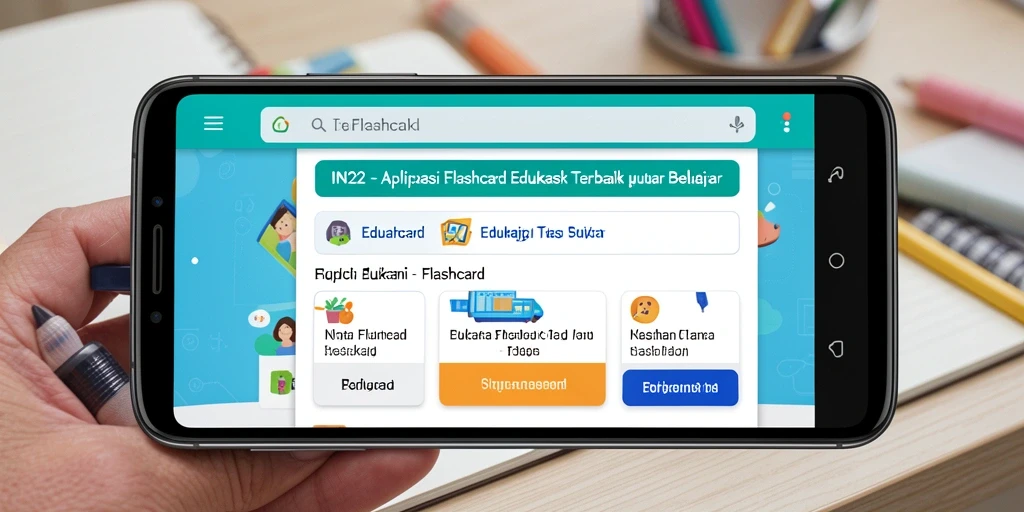 Antarmuka aplikasi IN22 dengan berbagai fungsi Flashcard.