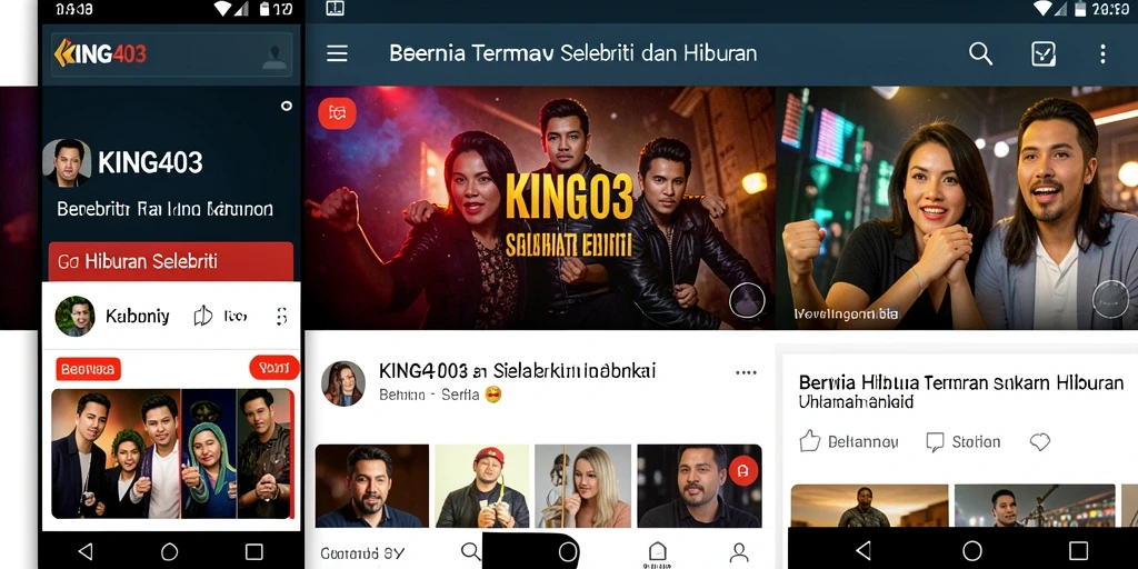 Tampilan antarmuka aplikasi KING403 dengan berita selebriti terkini.