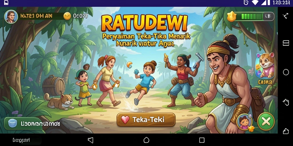 Screenshot antarmuka utama RATUDEWI menampilkan berbagai teka-teki menarik.