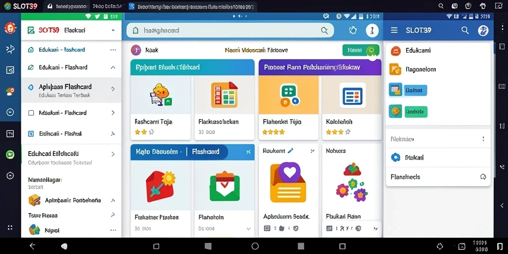 Antarmuka pengguna SLOT39 yang interaktif untuk belajar flashcard.